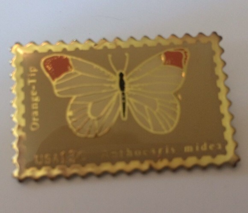 Vtg USPS Lapel Pin Collectible Post Office‎ Stamp 1977 Orange tip Butterfly